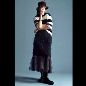 ANTHROPOLOGIE KAVITA BHARTIA RUFFLED RUCHED TULLE MAXI SKIRT XL $188 NWT